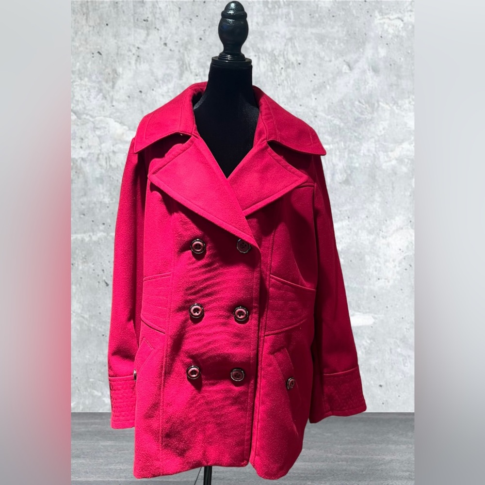 Fashion Bug Red Pea Coat Plus Size 2X